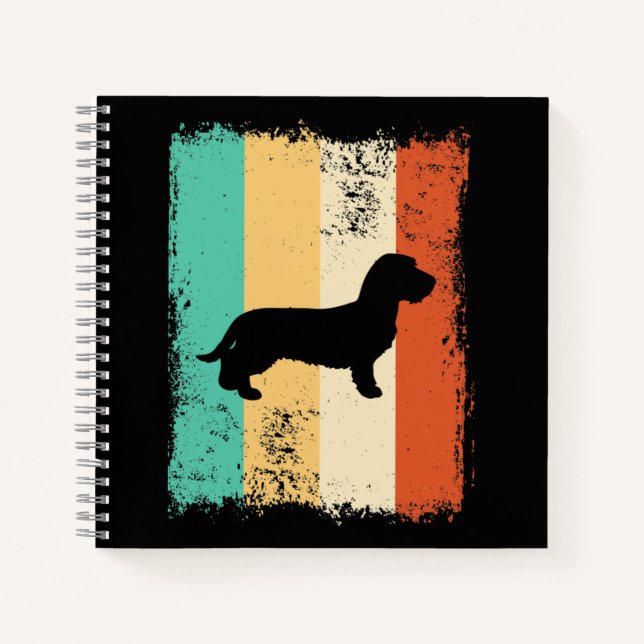 Carnet Vintage Retro Dachshund À poils durs (Devant)