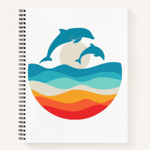 Carnet Vintage Rétro Été Plage Dauphin
