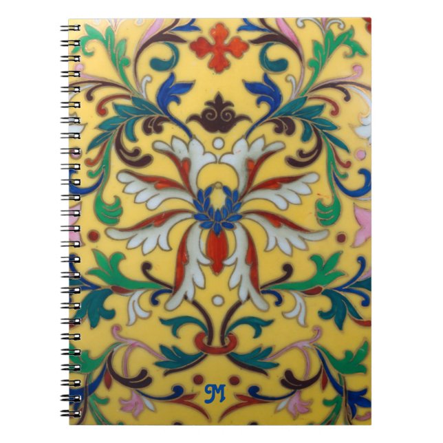 Carnet Vintage rétro Floral Botanique Monogramme (Devant)