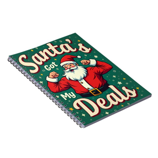 Carnet Vintage Retro Funny Santa Flexing Christmas Deals  (Côté Droit)