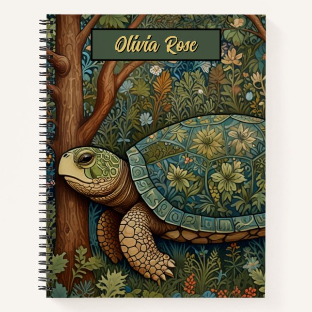 Carnet Vintage retro turtle bohemian boho woodland (Devant)
