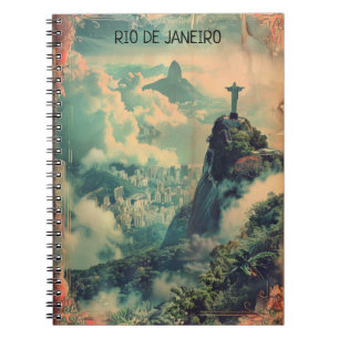 Carnet Vintage Rio de Janeiro Voyage Jésus Statue
