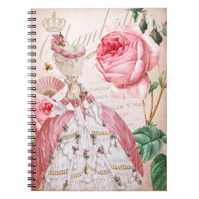 Carnet vintage rose de roses de Marie Antoinette (Devant)