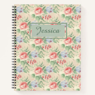 Carnet Vintage rose rose Motif personnalisé
