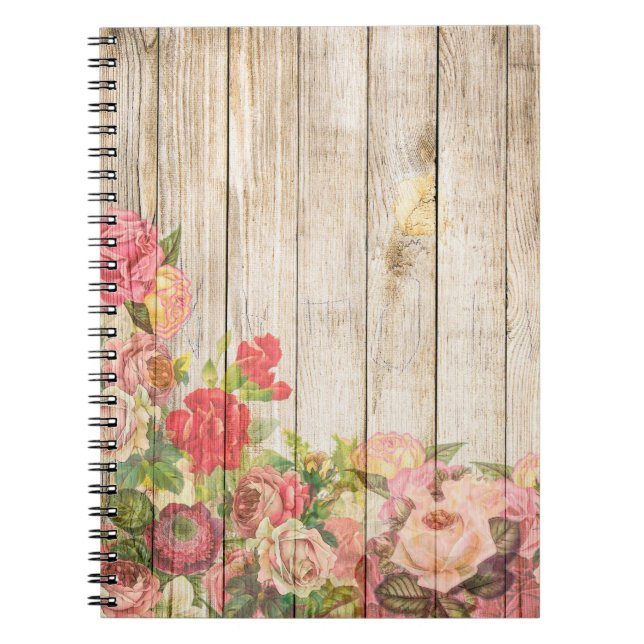 Carnet Vintage Russe Romantique Rose Bois (Devant)