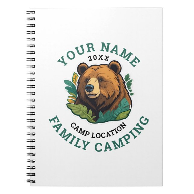 Carnet Vintage Rustic Bear Famille Camping (Devant)
