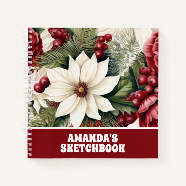 Carnet Vintage Rustique Fleurs de Noël Kids Sketchbook (Devant)