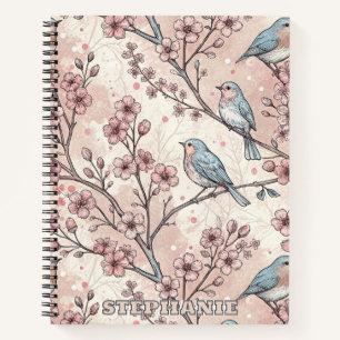 Carnet Vintage Sakura Cerry Blossom & Bird Aesthétiquemen