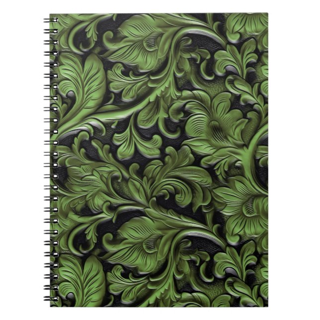 Carnet Vintage sauge vert à outils cuir (Devant)