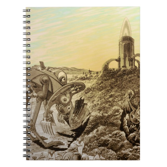 Carnet Vintage Science Fiction Aliens Planète Constructio (Devant)