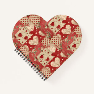 Carnet Vintage Shabby Chic Red Patchwork Motif