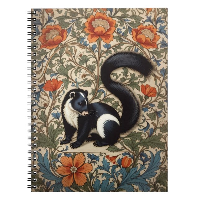 Carnet Vintage Skunk William Morris inspiré (Devant)
