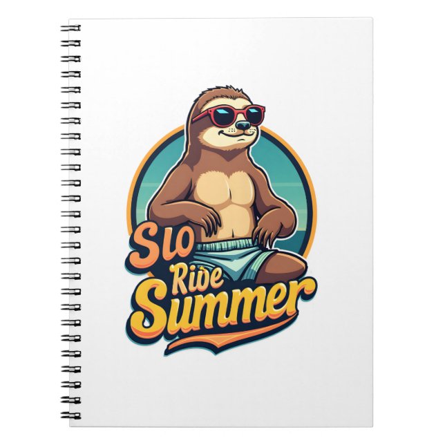 Carnet Vintage Sloth Summer Retro Beach Vibes Design 2 (Devant)
