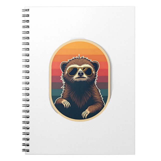 Carnet Vintage Sloth Sunglasses Retro Sunset Vector Art 2 (Devant)