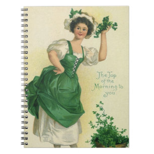 Carnet Vintage St. Patrick's Day Lass, Lucky Shamrocks