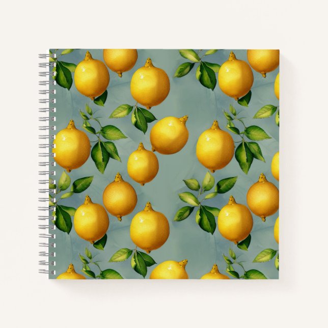 Carnet Vintage Style Lemons Pattern Wallpaper Art (Devant)