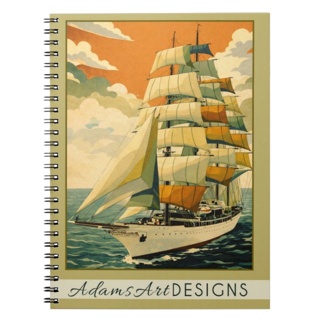 Carnet Vintage Tall Ship Sailing Retro Nautical  (Devant)