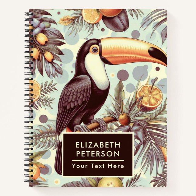 Carnet Vintage Toucan Tropical Motif (Devant)