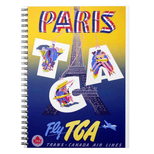 Carnet Vintage Tour Eiffel Paris Air Travel Publicité (Devant)