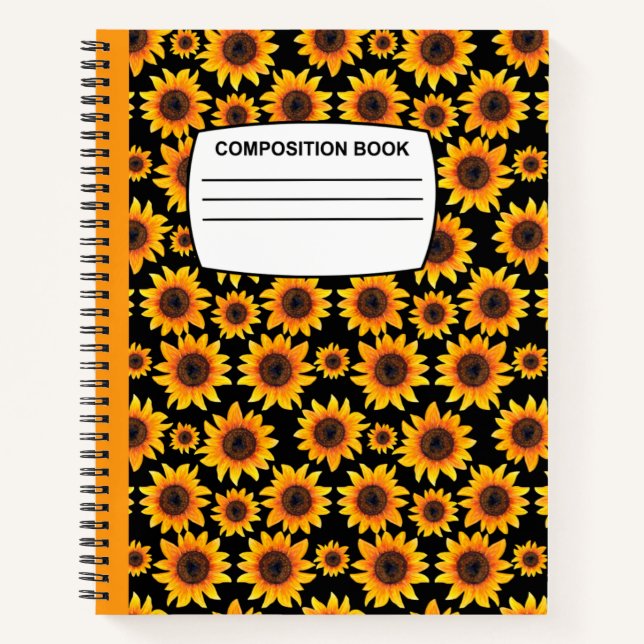 Carnet Vintage tournesol Composition spirale (Devant)