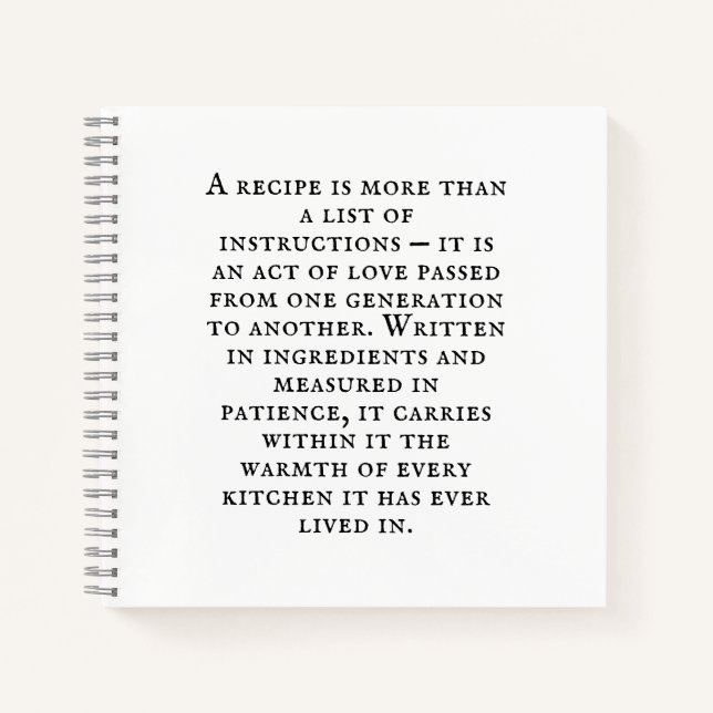 Carnet Vintage Typography Rustic Kitchen Quote (Devant)