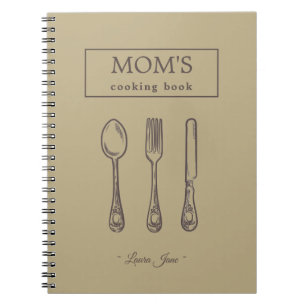 Carnet vintage utensils rustic mom kitchen recipe name
