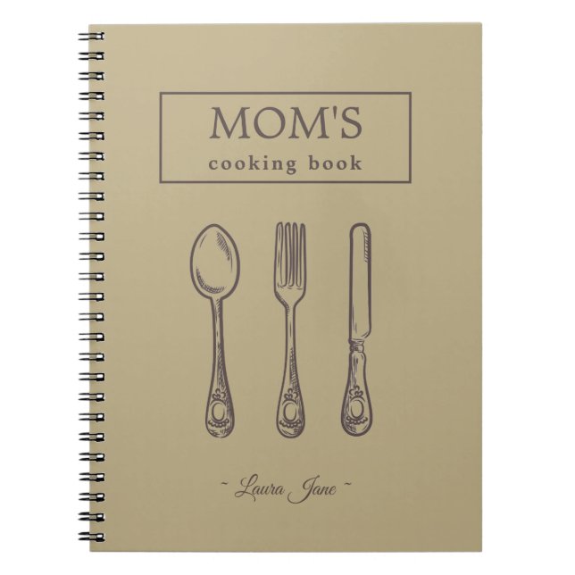 Carnet vintage utensils rustic mom kitchen recipe name (Devant)