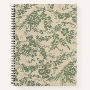Carnet Vintage Vibrant vert motif floral