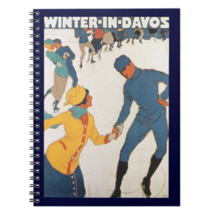 Carnet Vintage voyage, Art Déco, Winter Davos Suisse