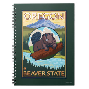 Carnet Vintage voyage de scène Beaver et Mount Hood