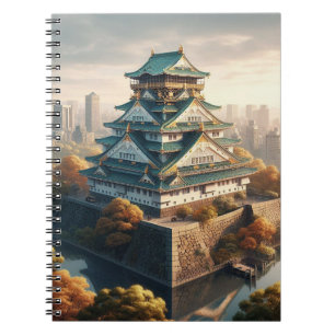 Carnet Vintage voyage paysager japonais du château d'Osak