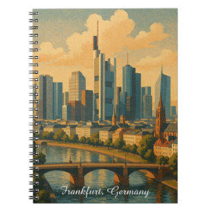 Carnet Vintage voyage Skyline de Francfort Allemagne