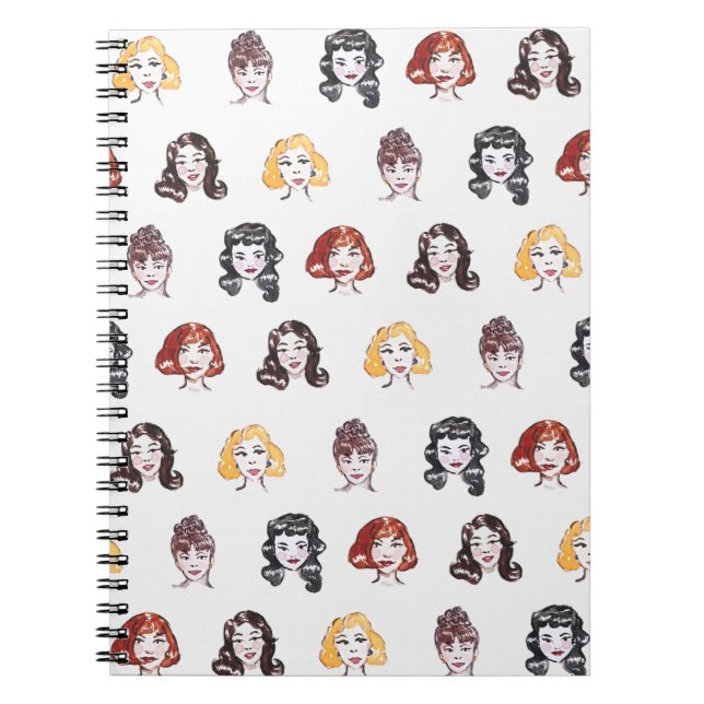 Carnet Vintage Watercolour Pin up Notebook (Devant)