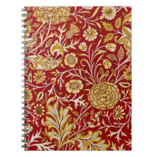 Carnet Vintage William Morris Cherwell Rouge Floral Art