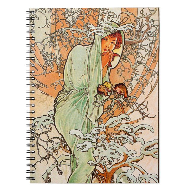 Carnet Vintage Winter by Alphonse Mucha (Devant)
