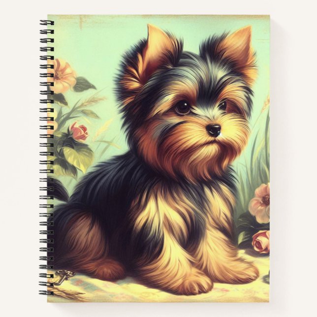 Carnet Vintage Yorkshire Terrier peinture (Devant)