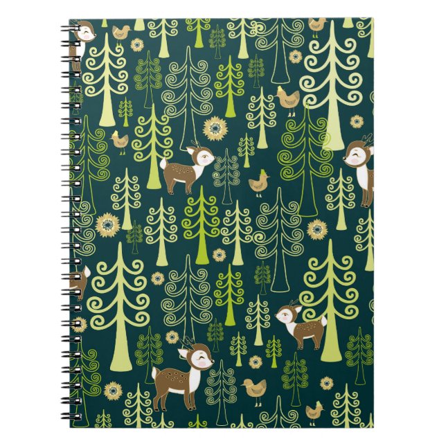 Carnet Vintages épinettes, cerfs motifs. (Devant)