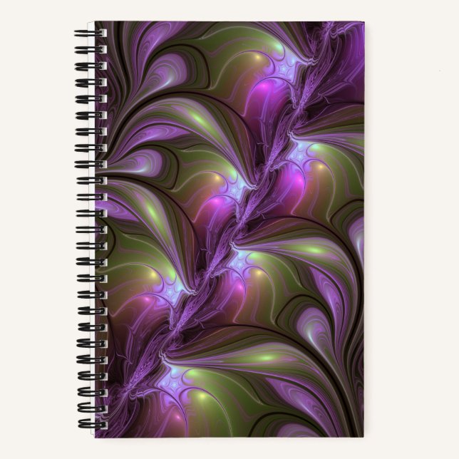 Carnet Violet Abstrait violet violet kaki fractal (Recto)