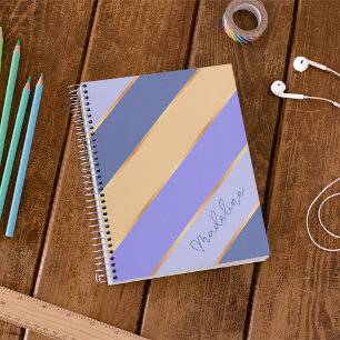 Carnet Violet Bleu Violet Jaune Or Rayé Personnalisé