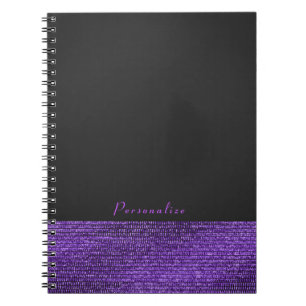 Carnet Violet et gris, paillettes de glamour moderne, élé