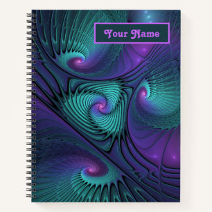 Carnet Violet et Turquoise, moderne abstrait Nom fractal