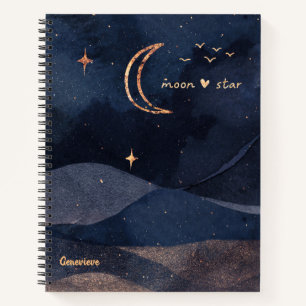 Carnet Violet étoile galaxie lune personnalisée