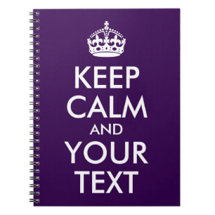 Carnet Violet foncé et blanc Gardez le calme et votre tex