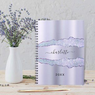 Carnet Violet lavande agate nom marbre