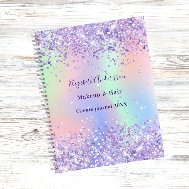 Carnet Violet lavande nom holographique d'entreprise  (Créateur téléchargé)