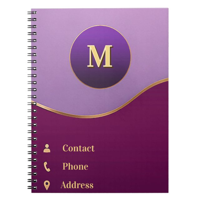 Carnet 💜 Violet Or Abstrait Avec Cadre Entreprise (Devant)