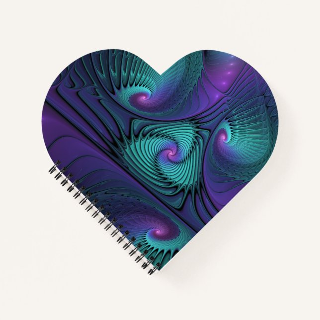 Carnet Violet Rencontre Turquoise Moderne Art Fractal Abs (Devant)