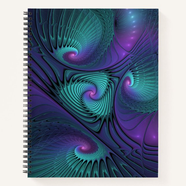Carnet Violet Rencontre Turquoise Moderne Art Fractal Abs (Devant)
