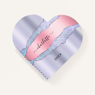 Carnet Violet rose rose agneau nom fille