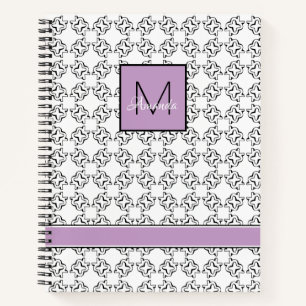 Carnet Violet violet sur Motif noir et blanc